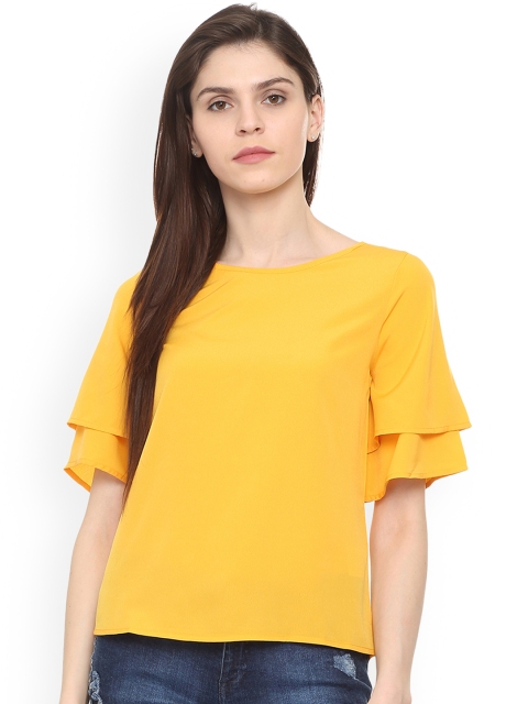People Women Yellow Solid Top