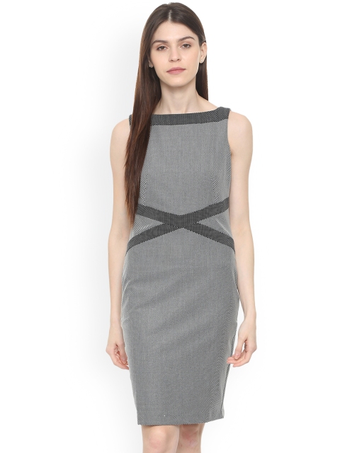 Van Heusen Woman Grey Self Design Sheath Dress