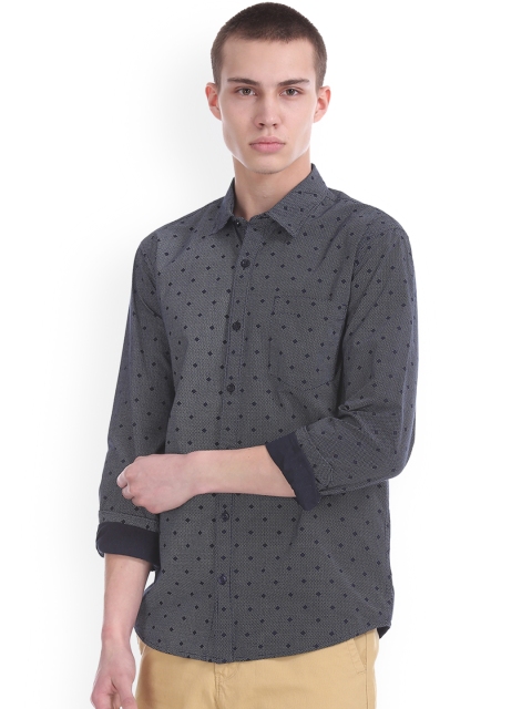 Ruggers Men Navy Blue Regular Fit Printed Casual Shirt