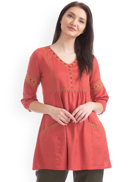 Bronz Red Embroidered Tunic