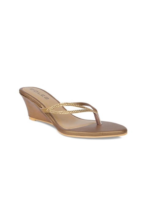 SOLES Women Brown Embellished Sandals