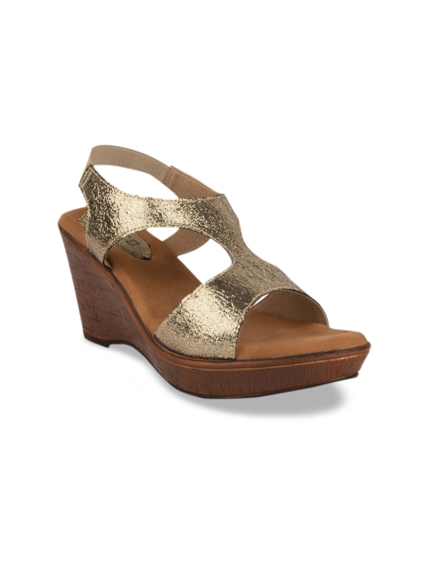 SOLES Women Gold-Toned Solid Sandals