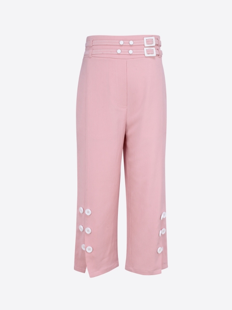 CUTECUMBER Girls Pink Solid Regular Fit Capris