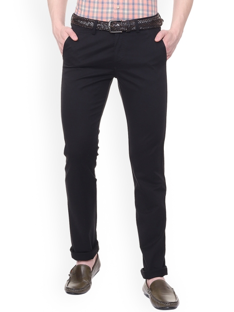 Allen Solly Men Black Smart Slim Fit Solid Regular Trousers