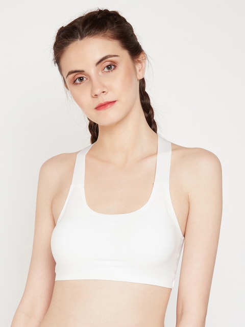 Golden Girl White Solid Non-Wired Lightly Padded Sports Bra 116