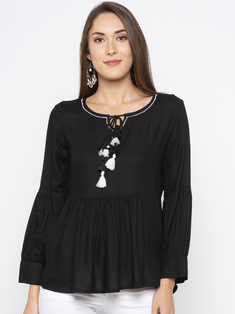 Globus Black Embroidered Tunic