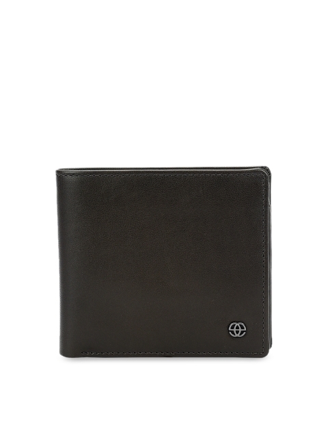 Eske Men Beige Solid Two Fold Leather Wallet
