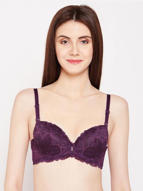 Lebami Purple Lace Underwired Heavily Padded Push-Up Bra 096-PURPLE_34