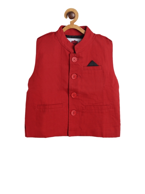 612 league Boys Red Nehru Jacket