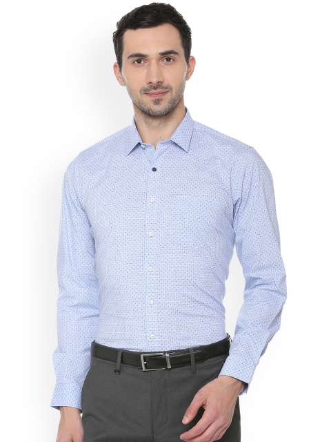 Van Heusen Men Blue Slim Fit Printed Formal Shirt