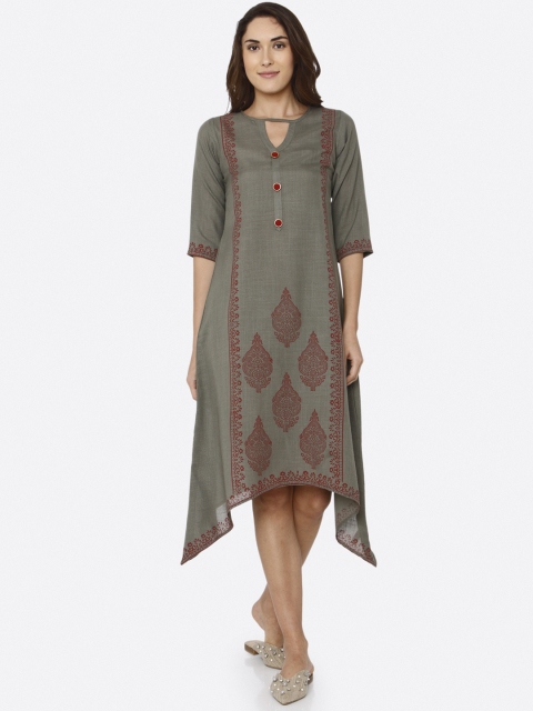 RAISIN Women Grey Printed A-Line Dress