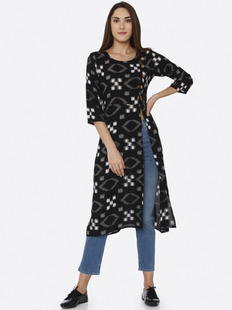RAISIN Women Black Printed A-Line Kurta