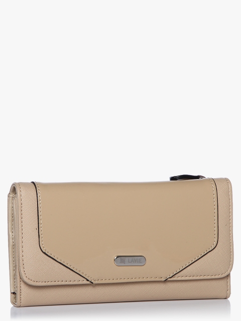 Lavie Women Beige Solid Three Fold Wallet