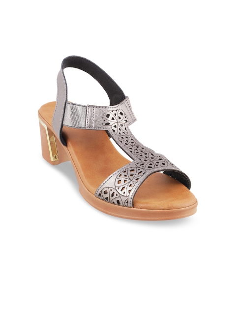 Mochi Women Grey Solid Sandals