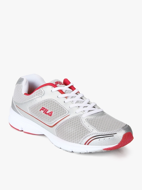 FILA Men Silver-Toned & Grey Run Fast Plus 4 Running Shoes