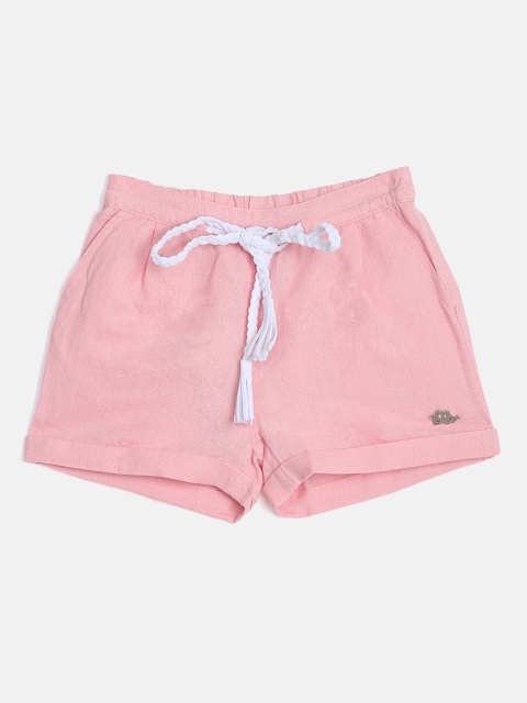 ELLE Girls Pink Solid Regular Fit Regular Shorts