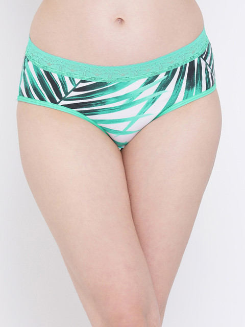 Clovia Women Green & Off-White Printed Hipster Briefs PN3119P17 
Clovia Women Green & Off-White Printed Hipster Briefs PN3119P17