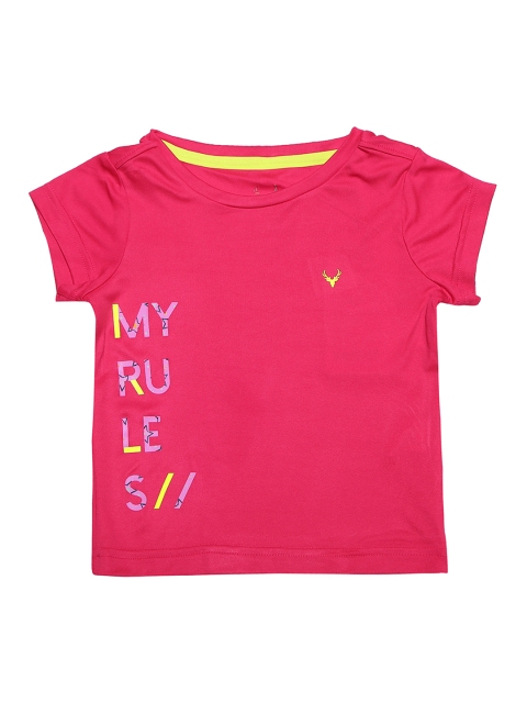 Allen Solly Junior Girls Pink Printed Round Neck T-shirt