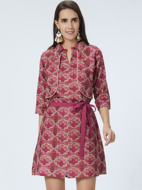 breya Women Magenta Printed Shirt Dress