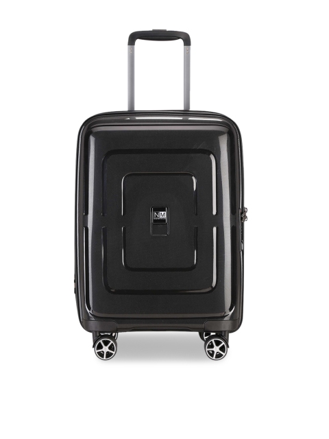 Nasher Miles Black Solid Amsterdam Hard-Sided Cabin Trolley Bag
