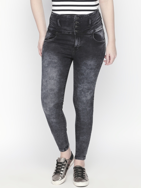 High Star Women Black Slim Fit High-Rise Clean Look Stretchable Jeans