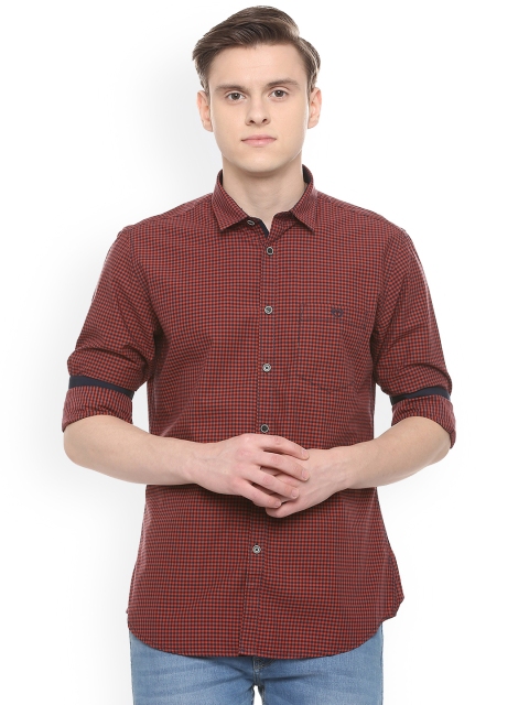 Van Heusen Sport Men Maroon Slim Fit Checked Casual Shirt