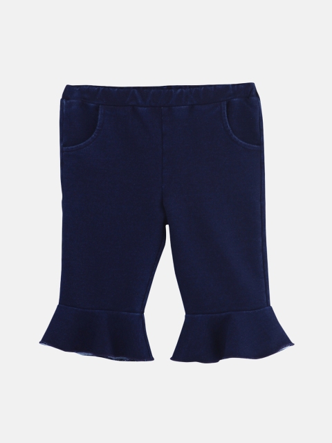 Beebay Girls Navy Blue Solid Regular Fit Capris