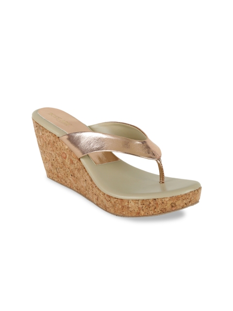 SCENTRA Women Gold-Toned Solid Sandals