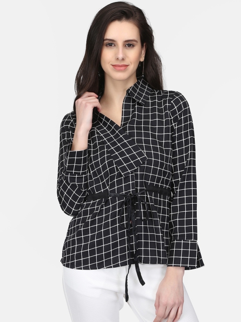 Eavan Women Black Checked Shirt Style Top