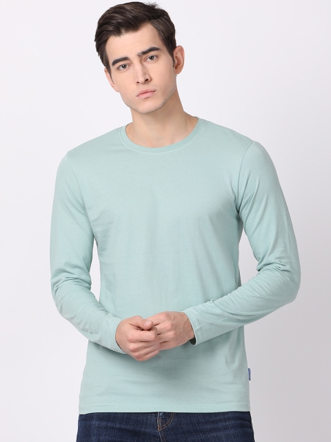 Blue Saint Men Blue Solid Round Neck T-shirt
