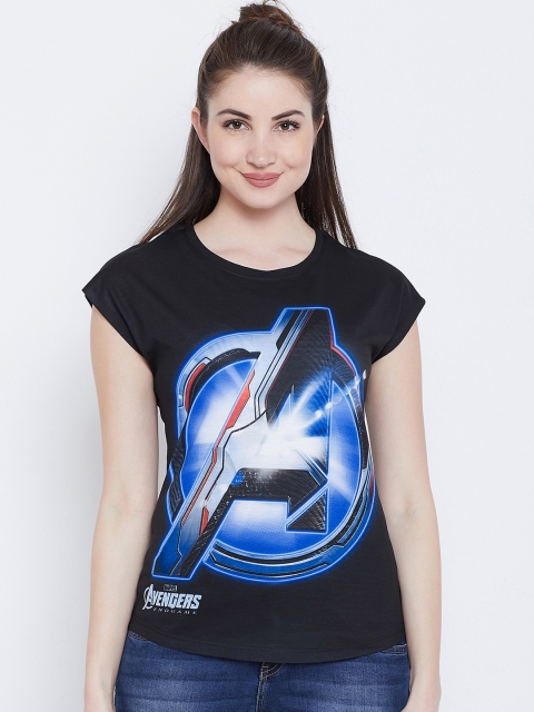 Marvel by Wear Your Mind Women Black Printed Top