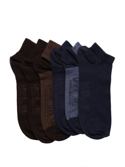 Levis Mens Pack of 6 Solid Assorted Ankle-Length Socks, Multi
