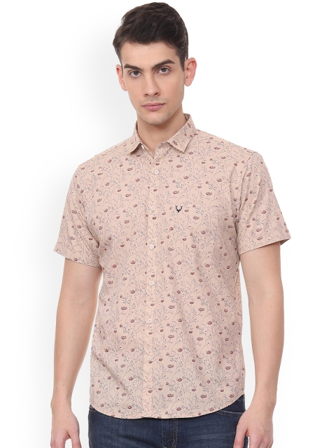 Allen Solly Men Peach-Coloured Slim Fit Printed Casual Shirt