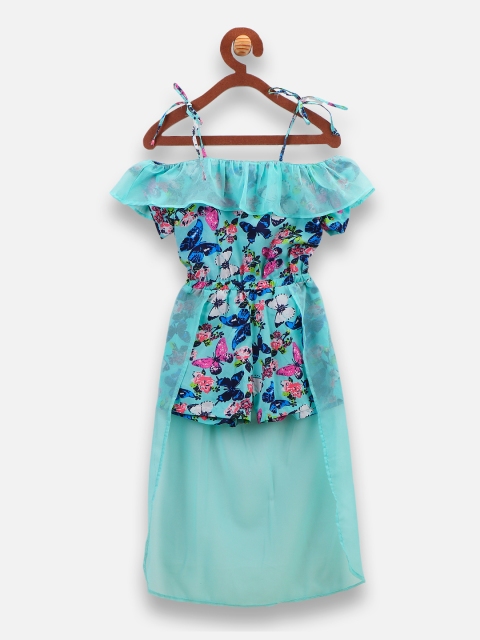 LilPicks Blue Printed Playsuit
