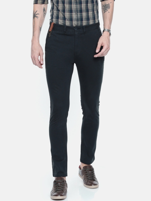 Breakbounce Men Navy Blue Original Skinny Fit Solid Regular Trousers
