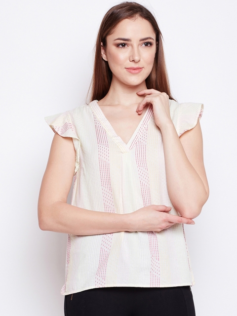 Oxolloxo Women Yellow Striped Top