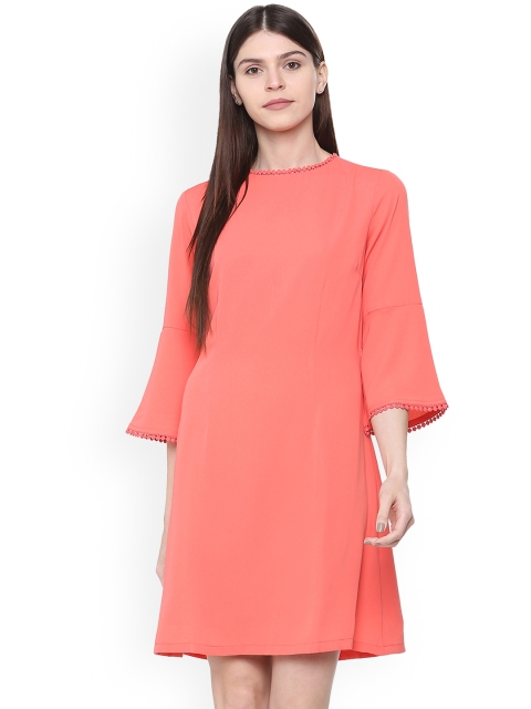 Allen Solly Woman Peach-Coloured Solid A-Line Dress