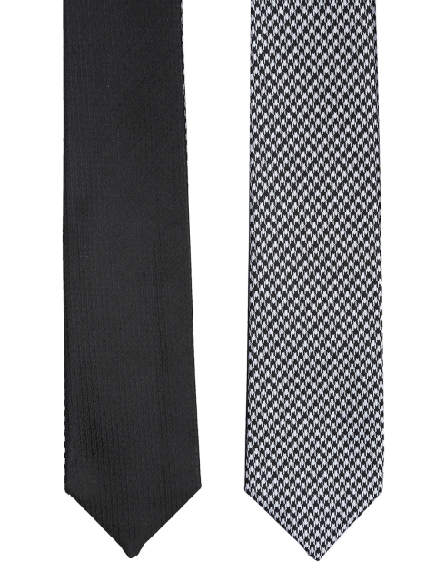 Van Heusen Black Woven Design Broad Reversible Tie