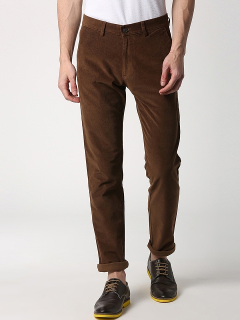 Peter England Casuals Men Brown Slim Fit Solid Chinos