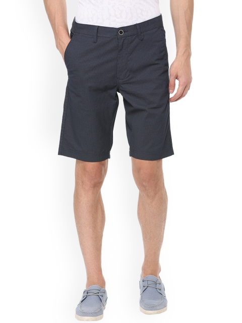 Van Heusen Sport Men Navy Blue Self Design Regular Fit Chino Shorts