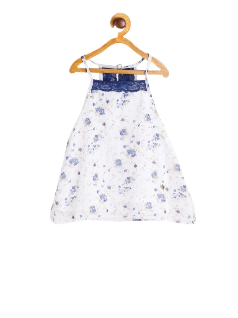 612 league Girls White Printed A-Line Top