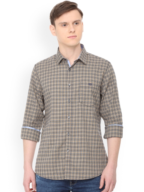 Van Heusen Sport Men Beige & Black Slim Fit Checked Casual Shirt