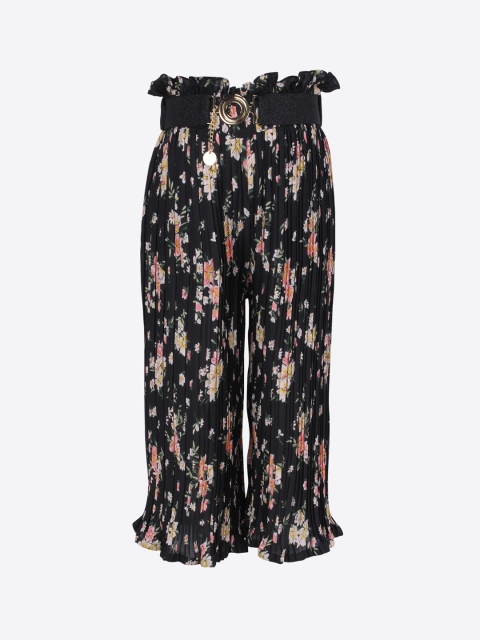 CUTECUMBER Girls Black Smart Regular Fit Printed Culottes