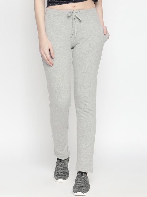 Ajile by Pantaloons Women Solid Cotton Track Pants, Grey melange