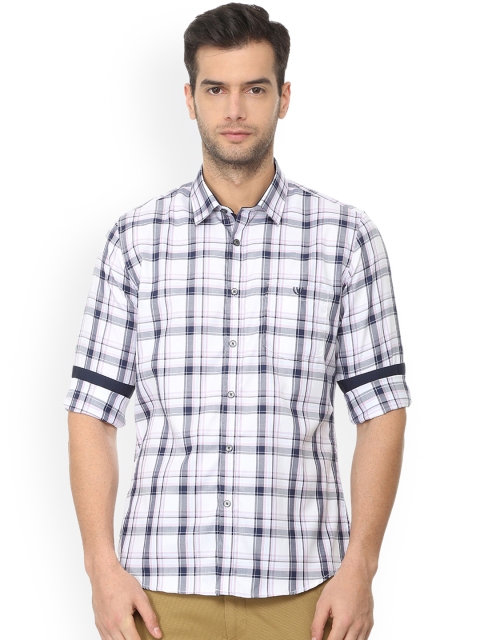 Van Heusen Sport Men Blue & White Slim Fit Checked Casual Shirt