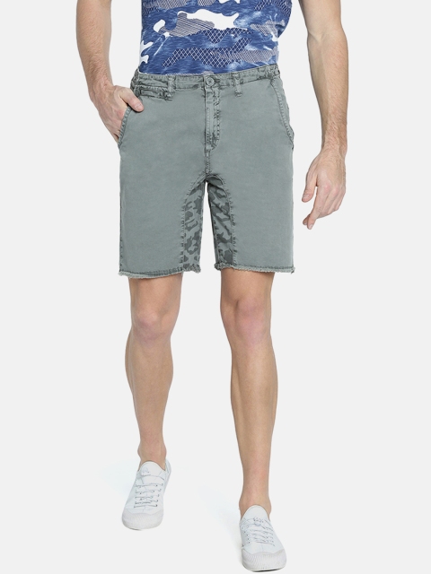 Breakbounce Men Grey Printed Slim Fit Regular Shorts