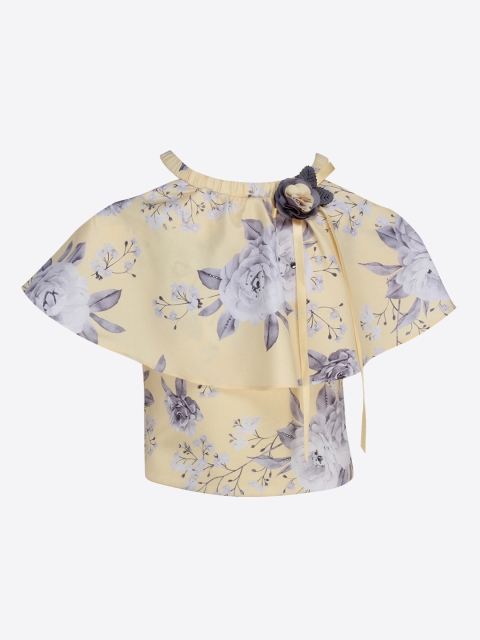 CUTECUMBER Girls Yellow Printed Cape Top