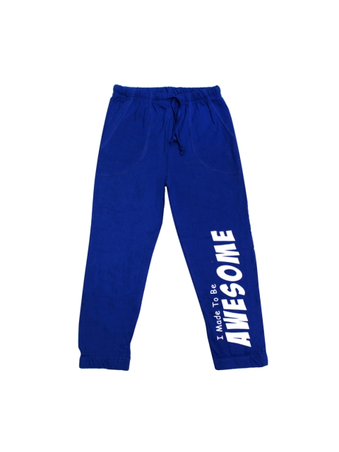 Maniac Boys Blue Printed Slim-Fit Joggers