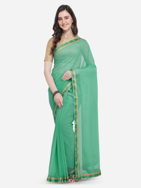 Triveni Green Solid Saree