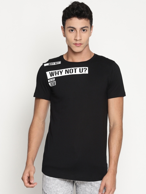 KULTPRIT Men Black Printed Round Neck T-shirt